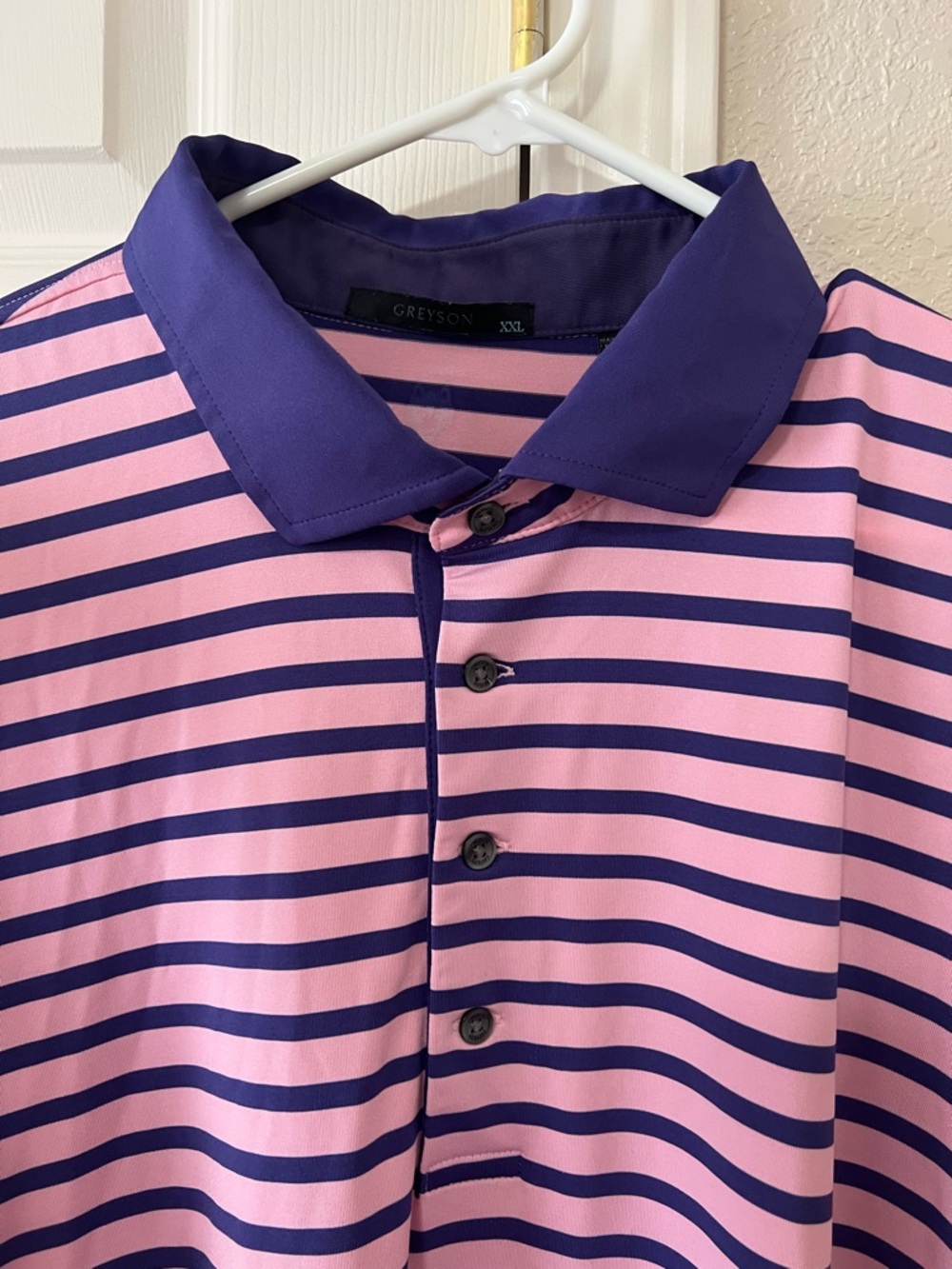 Greyson Men’s Pink & Purple Striped Performance Golf Polo Size XXL - Picture 3 of 10